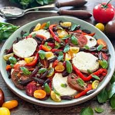Classic Caprese salad with mozzarella and tomatoes